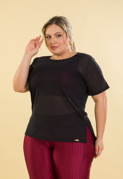 ce011 01 camiseta blusa fitness feminina allsizes plussize longa comprida tule preto ilhota ilhasrio 02