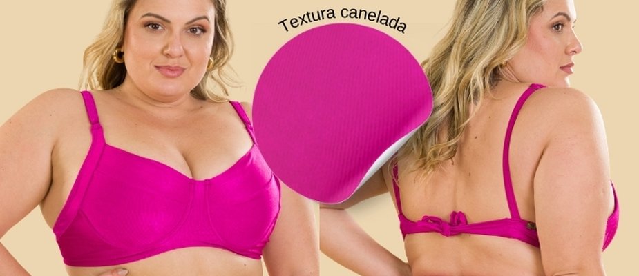Descubra o Charme do Top Meia Taça Retrô Sem Bojo Textura Fucsia